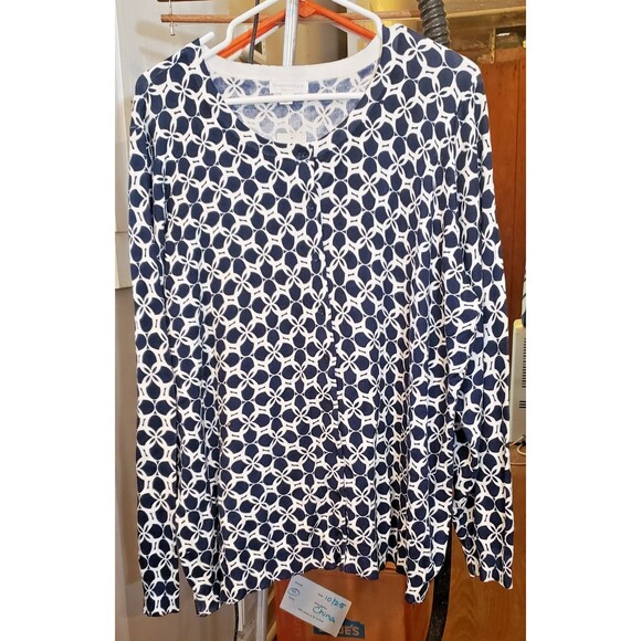 NWT - Charter Club- Blue & White Button Down Cardigan Sweater - Size 3X - Picture 1 of 4